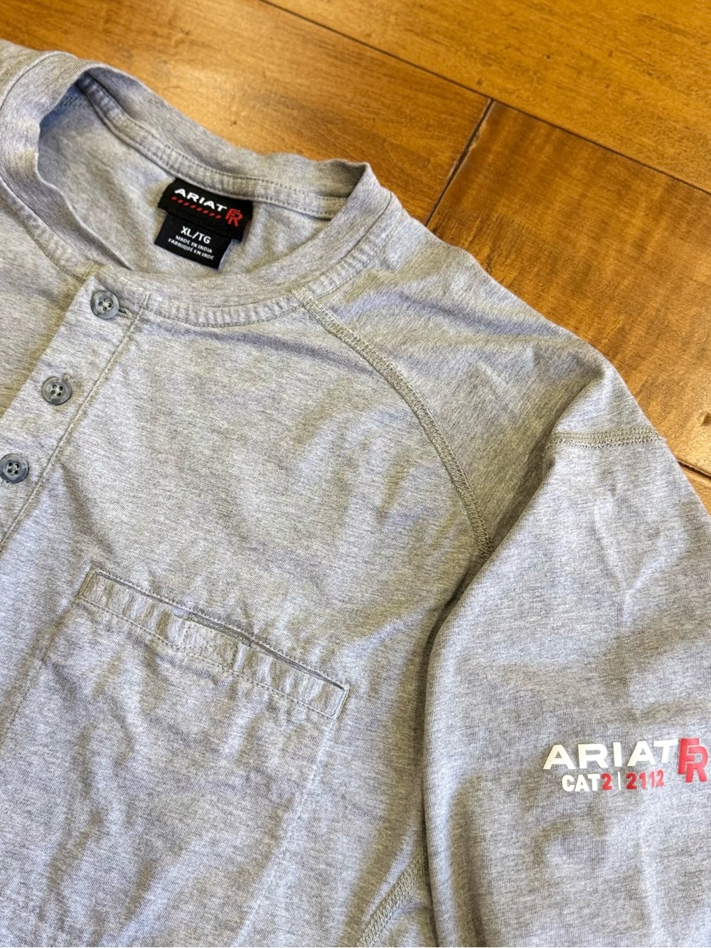 Ariat FR CAT2 2112 Flame Resistant Air Henley Gray Long Sleeve - XL